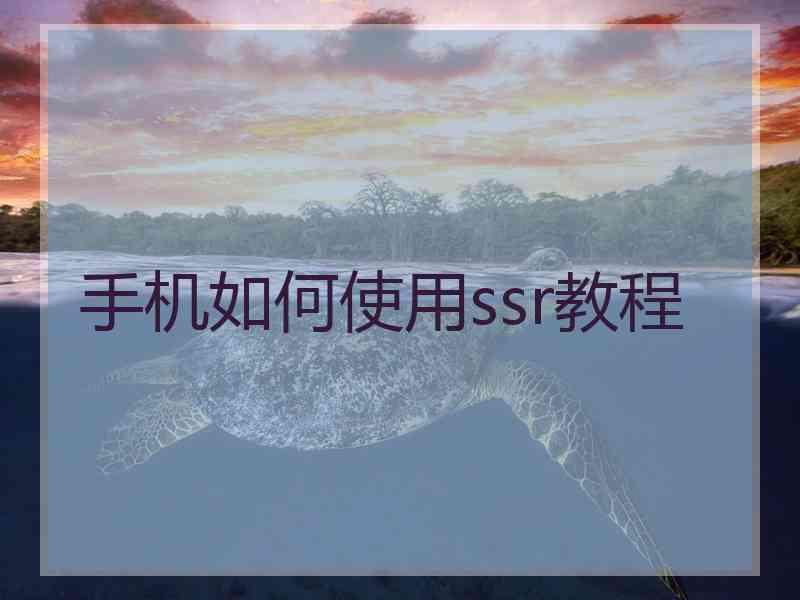 手机如何使用ssr教程