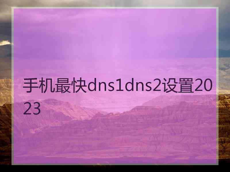 手机最快dns1dns2设置2023